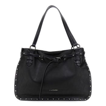 bolsa de compras suave con efecto nube y bordes remachados. black