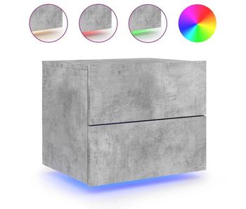 Vidaxl mesita de noche de pared con luces led gris hormigón