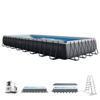 piscina desmontable ultra xtr frame intex con depuradora de arena 975x488x132 cm gris oscuro
