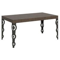 kazay oriental mesa rectangular extensible para 6 a 14 personas l 180 a 284 cm madera oscura y patas de metal antracita