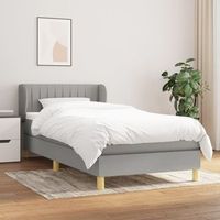 cama individual  cama box spring  cama para adultos con colchon tela gris claro 90x190 cm cfw472770