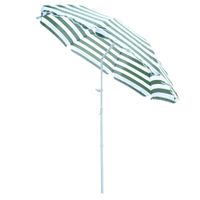 outsunny sombrilla de playa o180 cm con techo inclinable y poste de metal proteccion solar para jardin exterior rayas verde y blanco   aosom espana