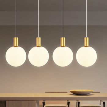 Nettlife Lámparas Colgantes De Cristal E27 Lámpara Colgante De 4 Luces Altura Ajustable Lámpara Colgante Moderna