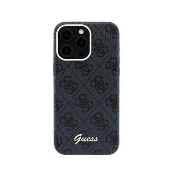 Funda para móvil Guess Logo en Relieve Polipiel Negra para iPhone 15 Pro Max