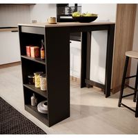 mesa alta  110x103x50cm  barra de cocina  modelo kyra  negro y sonoma