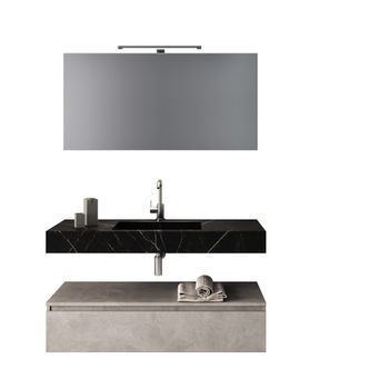 Composición Baño De 4 Piezas Astra Negro Grafito/havana Piedra En Mdf
