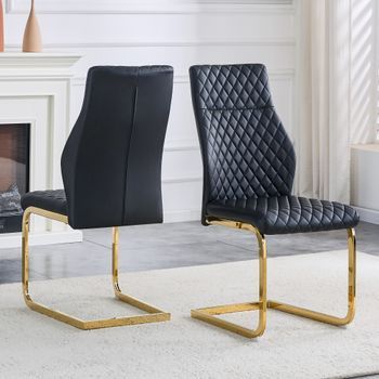 Juego De 2 Sillas De Comedor Negras Y Doradas, 43 × 63 × 100 Cm, Respaldo Alto
