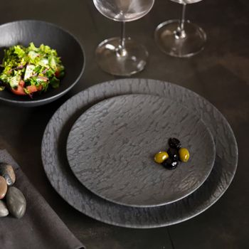 Plato de ensalada & pasta (x6) gres gris oscuro