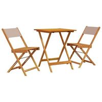 juego de bistro de 3 piezas tela y madera maciza taupe vidaxl