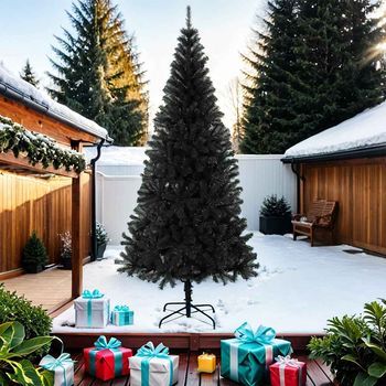 Árbol De Navidad | Decoraciones De Navidad Artificial Con Soporte Pvc Negro 210 Cm