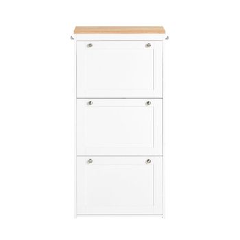 Zapatero estrecho con 3 solapas mdf blanco