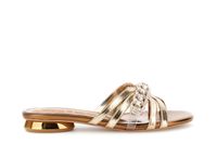 sandalias estilo slipper en efecto piel laminada con detalles de pedreria gold 36