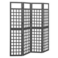 biombo separador de ambientes 4 paneles enrejado de madera de abeto negro dec031200