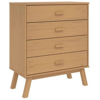 Mueble De Almacenaje | Mesita De Noche Olden Madera Maciza De Pino Marrón