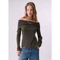 liu jo jersey punto en lana con escote bardot para mujer