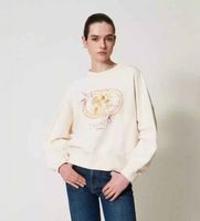 twinset para mujer 251tp2484 sudadera con estampado de colibri beige m casual algodon