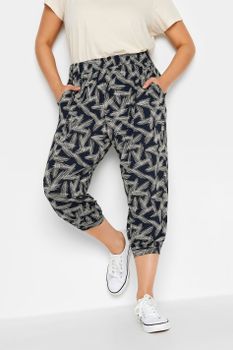 Yours Joggers Capri Azules Rayados, Mujer Curvy Y Tallas Grandes, Yours