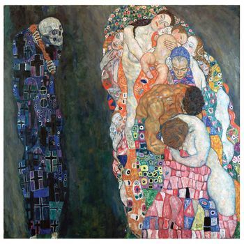 Legendarte - Cuadro Lienzo, Impresión Digital - Muerte Y Vida - Gustav Klimt - Decoración Pared Cm. 90x90