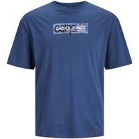 jack  jones camiseta 12257369 jcoaop print tee ss crew neck pls ensign blue para hombre
