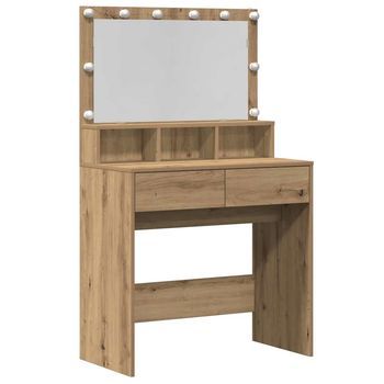 Mesa Tocador | Mesa De Maquillaje Con Cajón Roble Artesanal 80 X 41 X 134,5 Cm