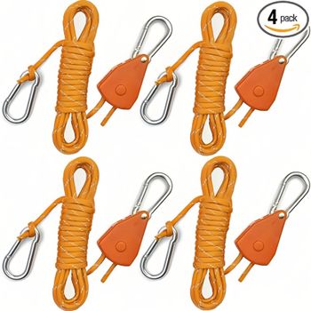 Correa de trinquete de paracord de 4.6m/15ft, pequeña, reflectante y ajustable, para sujeción de tiendas de campaña, lonas y luces de cultivo.