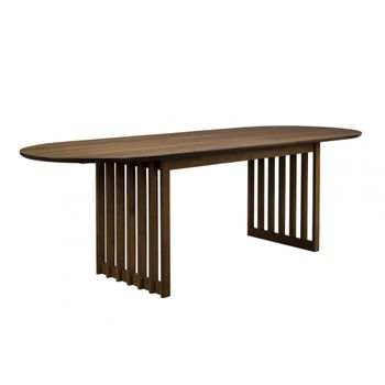 Mesa de comedor ovalada extensible en nogal de 200 a 240 cm