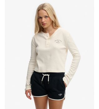 Superdry para mujer. W6012242A Camiseta Athletic Down blanco (S), Casual, Algodón, Manga larga