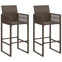 pack 2 uds taburetes altos  taburete de cocina  taburetes de bar de jardin ratan sintetico marron