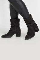 botines negros de antelina con tacon cuadrado en diferentes anchos