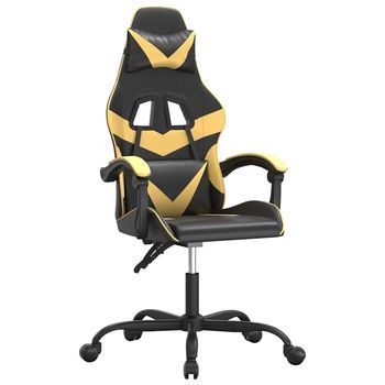 Silla Gaming Giratoria Cuero Sintético Negro Y Dorado Vidaxl