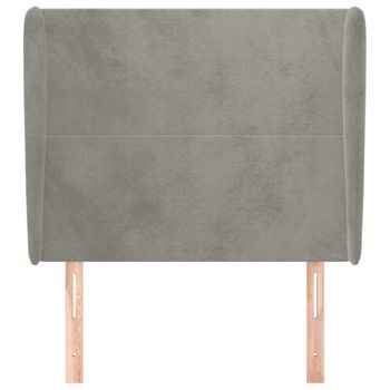 Cabecero Cama Mueble De Dormitorio Con Orejas De Terciopelo Claro 93 X 23 X 118/128 Cm Gris M02_0003868