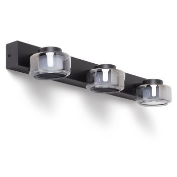 Lámpara De Pared Led 12w Baño Cct Seleccionable Metal Y Cristal Zisna Negro