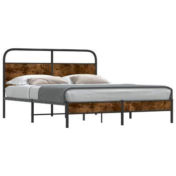 Estructura De Cama Sin Colchón 160x200 Cm Madera Roble Ahumado Vidaxl
