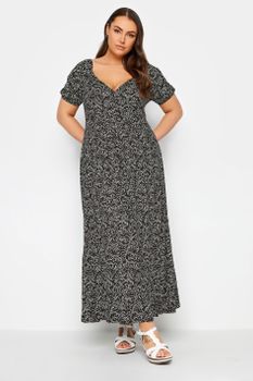Yours Vestido Largo Negro Estampado, Mujer Curvy Y Tallas Grandes, Yours