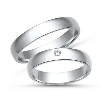 Alianzas 14 quilates oro blanco con diamante