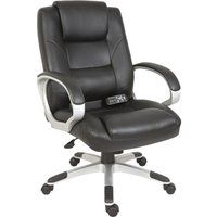 lumbar massage faux leather executive chair - silver  black silver