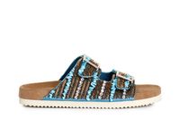 zapatilla con doble hebilla y bordado turquoise 38
