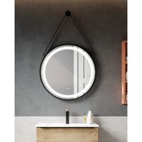 espejo colgante redondo bano  luz led  doble sensor tactil  espejo led de bano redondo  60-70cm  70cm - negro