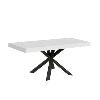 Mesa Extensible 90x90/194 Cm Clerk Premium Tapa De Fresno Blanco - Patas Antracita