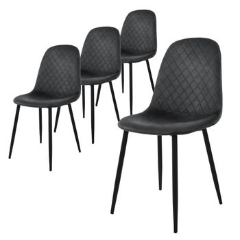4x sillas de comedor antracita con respaldo tapizado piel sintética