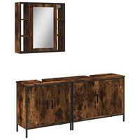 set de mueble de bano  armarios bano 3 uds madera contrachapada roble ahumado
