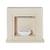 chimenea electrica estufa con carbones led guijarros efecto llamas beige sahara