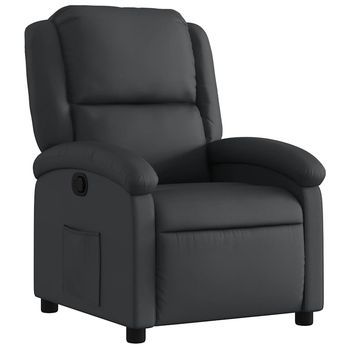 Sillón Reclinable De Cuero Auténtico Negro Vidaxl