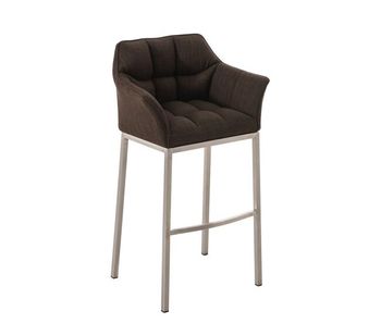 Taburete de bar damaso tela con base de cuatro patas marrón 48x64x110 cm