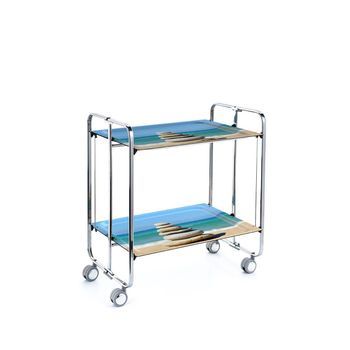 Carrito Auxiliar Plegable Bauhaus Cromado Con Ruedas – 2 Niveles Y 4 Posiciones,,62