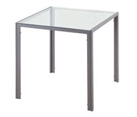 mesa de comedor de cristal mesa de cocina cuadrada para 4 personas con patas de metal para salon 75x75x75 cm gris