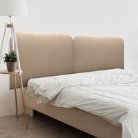 dhome cabecero marron claro 210cm dual tapizado en polipiel liso curvo 70cm altura pared acusticos absorbentes cabezal cama marron claro 210 dual