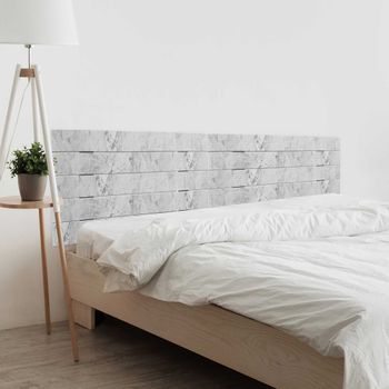 Dhome Cabecero De Madera Reciclada Dm Para Camas De 190 Estilo Palet Horizontal Dual Dividido En 2 Piezas Cama Palet Herrajes Incluidos (190cm Dual, Acabado Mármol)