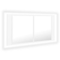 armario espejo de bano  mueble bano con luz led acrilico blanco 90x12x45 cm