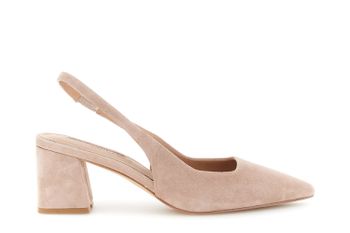 zapatos de tacón de ante con tira trasera nude